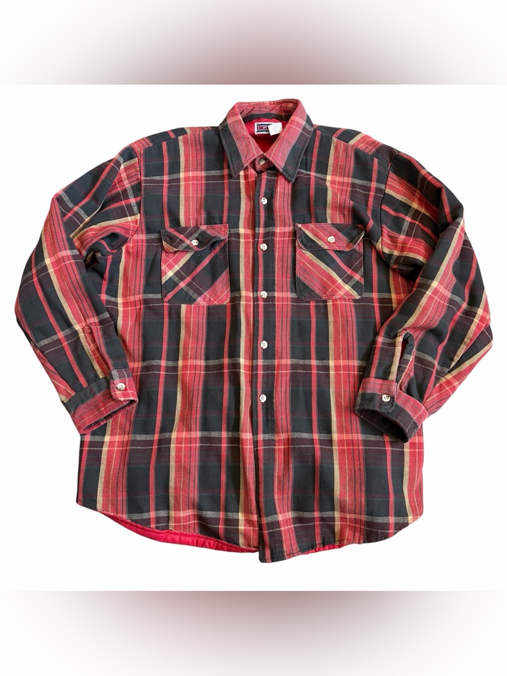 VTG Big Mac Jc Penney Mens Flannel Shirt Jacket Sz 2XL Red Quilt Lined 70s 80s
